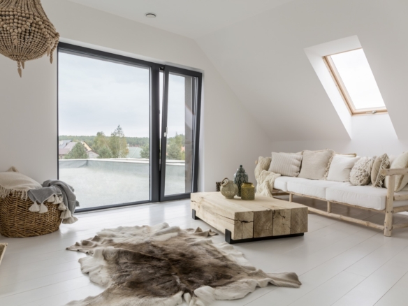 attic room with balcony