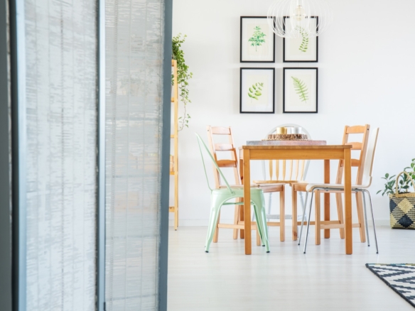 room divider in cozy apartment