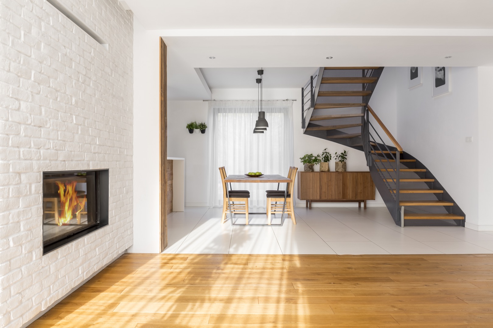 modern apartment with staircase